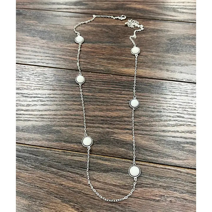 32" Handmade Round White Turquoise Necklace