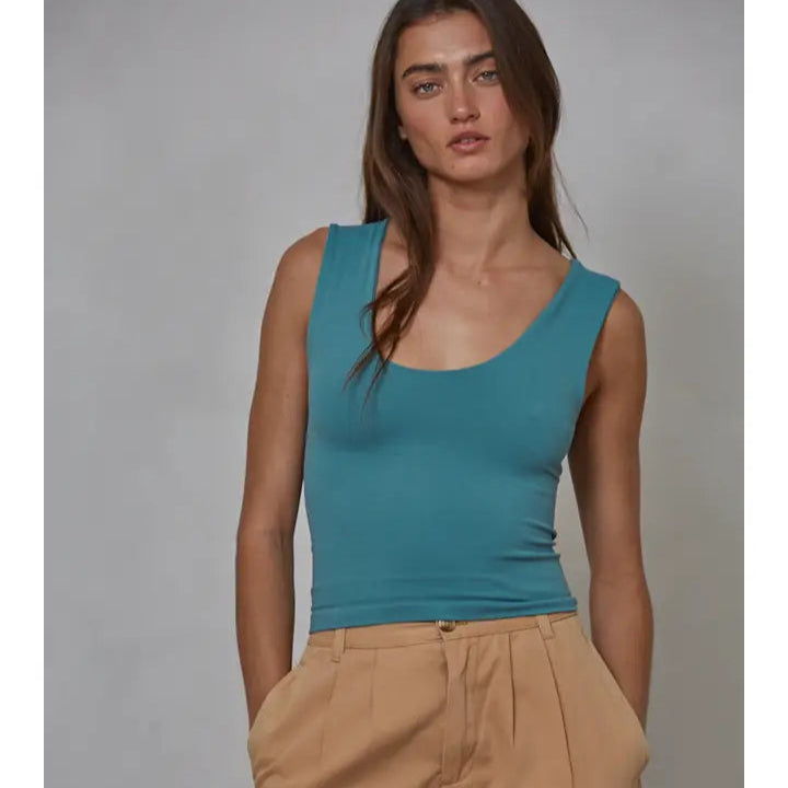 Women's Solid U Neck Double Layered Seamless Tank (Available in 4 Colors!)