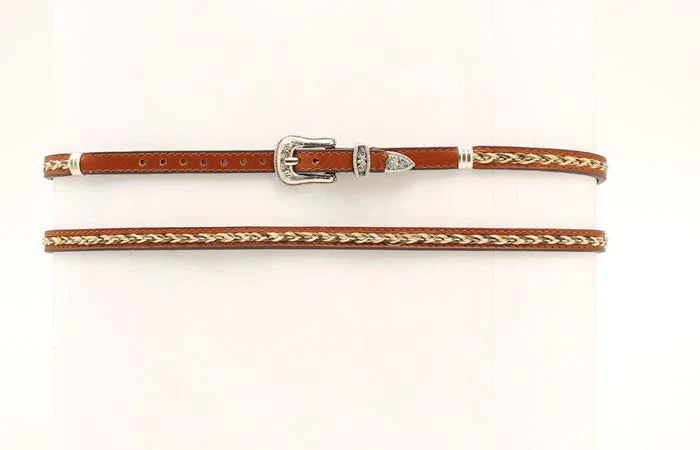 Twister Braided Horse Hair Leather Hat Band in Brown