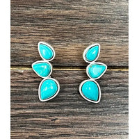 1 3/8" Western Turquoise Stone Drop Stud Earring