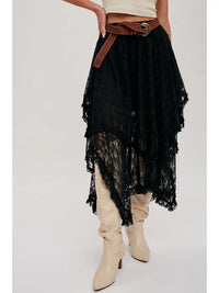 Women's Lace Tiered Midi Skirt (Available in Two Colors)