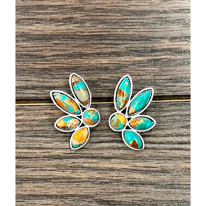 1 1/4" Western Marquise Stone Stud Earring