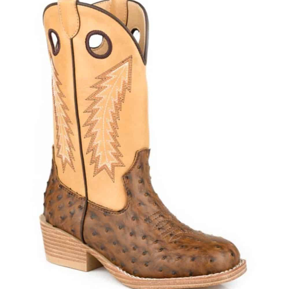 Roper Kids Walker Bumps in Brown Ostrich