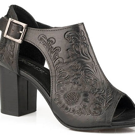 Roper Women's Black Mika Closed Back Open Toe Sandal