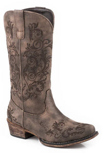 Roper Women's Tall Stuff Snip Toe Boot in Brown