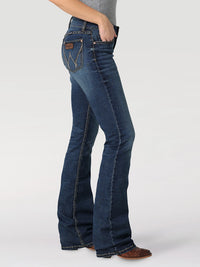 Wrangler Retro Women's Mae Mid Rise Bootcut Jean in Dark Blue (Available in Regular & Plus Sizes)