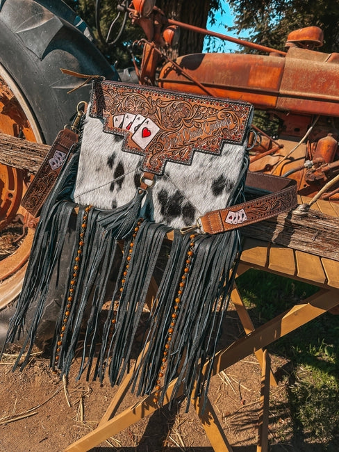 Don't Chase Cowboys Cowhide Leather Tooled Purse