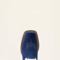Ariat Kid's Futurity Fort Worth Western Boot in Patriot Blue Suede/ Pale Moon