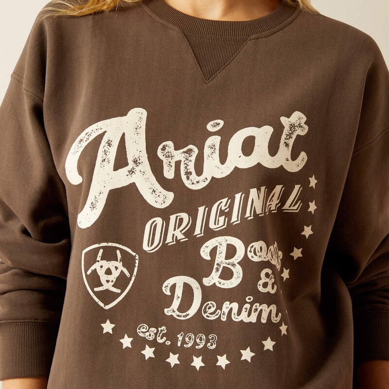 Ariat Women's Oversized Crew Logo Sweatshirt in Banyan Bark