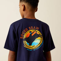 Ariat Youth Boy's Rough Draw Graphic Logo T-Shirt in Classic Blue