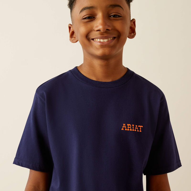 Ariat Youth Boy's Rough Draw Graphic Logo T-Shirt in Classic Blue