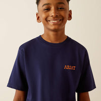 Ariat Youth Boy's Rough Draw Graphic Logo T-Shirt in Classic Blue