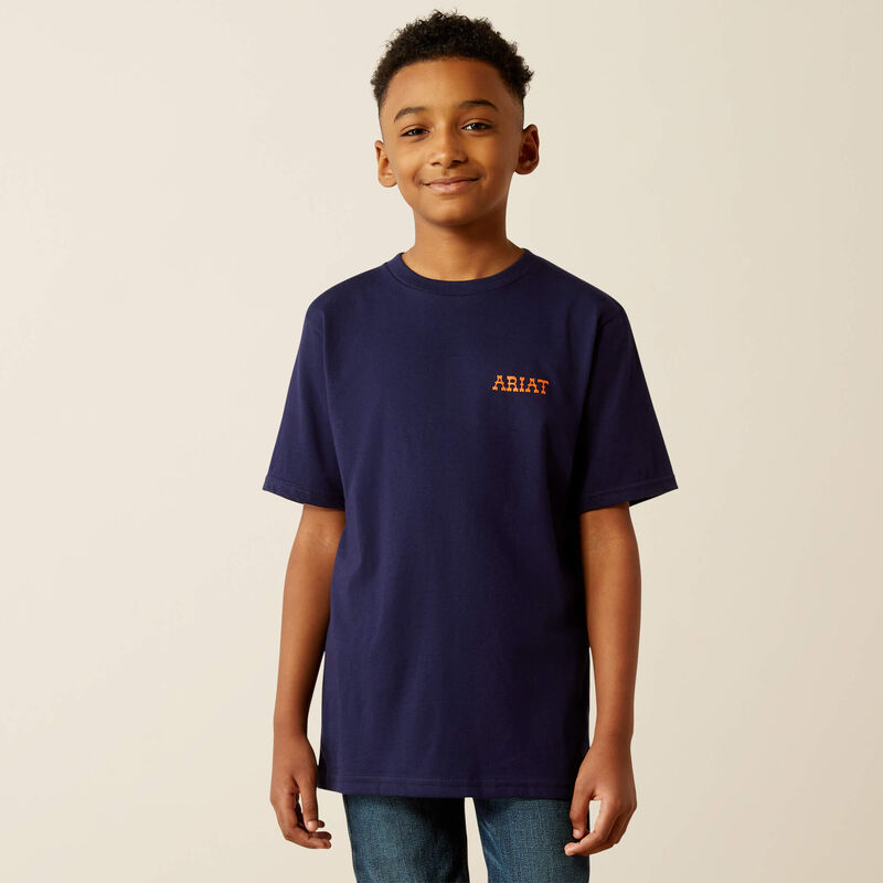 Ariat Youth Boy's Rough Draw Graphic Logo T-Shirt in Classic Blue