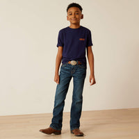 Ariat Youth Boy's Rough Draw Graphic Logo T-Shirt in Classic Blue