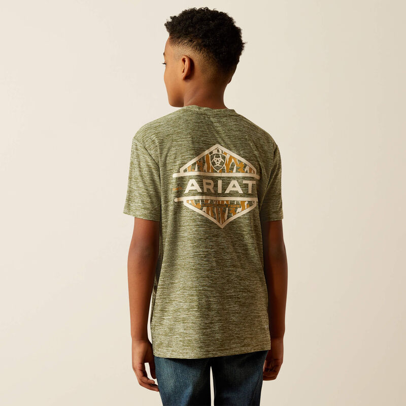 Ariat Youth Boy's Tree Bark Camo Charger T-Shirt in Dark Olive
