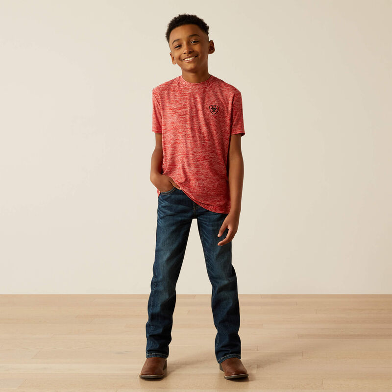Ariat Youth Boy's Thematic Logo Charger T-Shirt in Haute Red