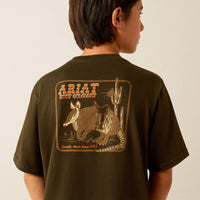 Ariat Youth Boy's Armadillo On A Half Shell Graphic Logo T-Shirt in Dark Olive