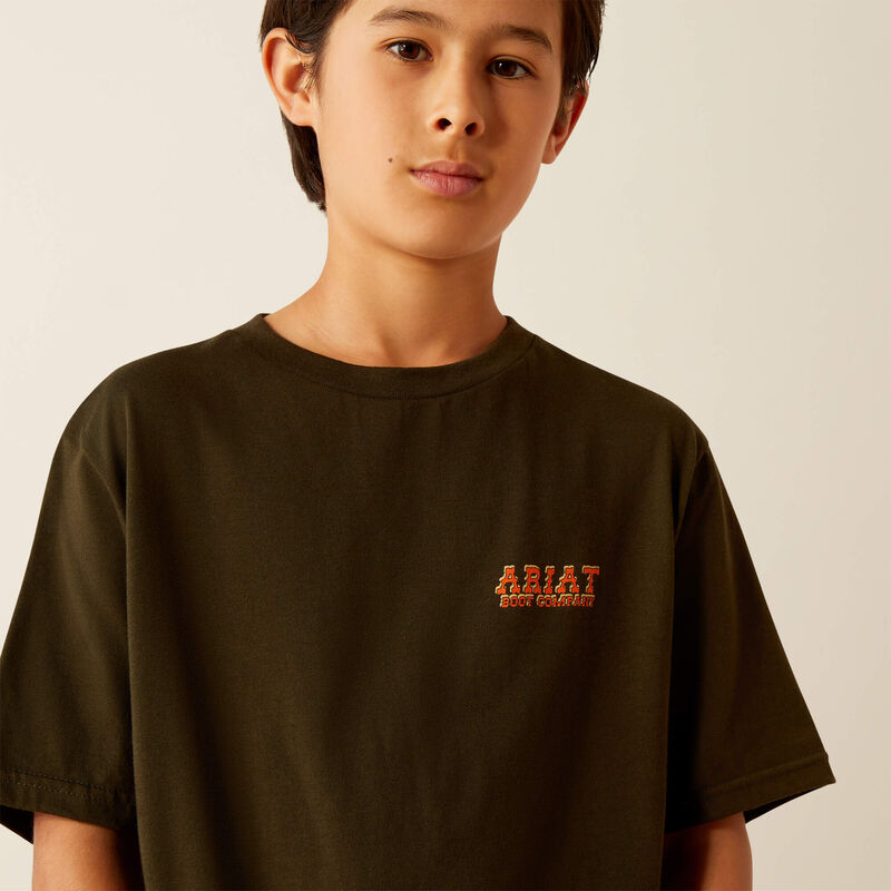 Ariat Youth Boy's Armadillo On A Half Shell Graphic Logo T-Shirt in Dark Olive