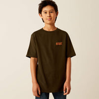 Ariat Youth Boy's Armadillo On A Half Shell Graphic Logo T-Shirt in Dark Olive