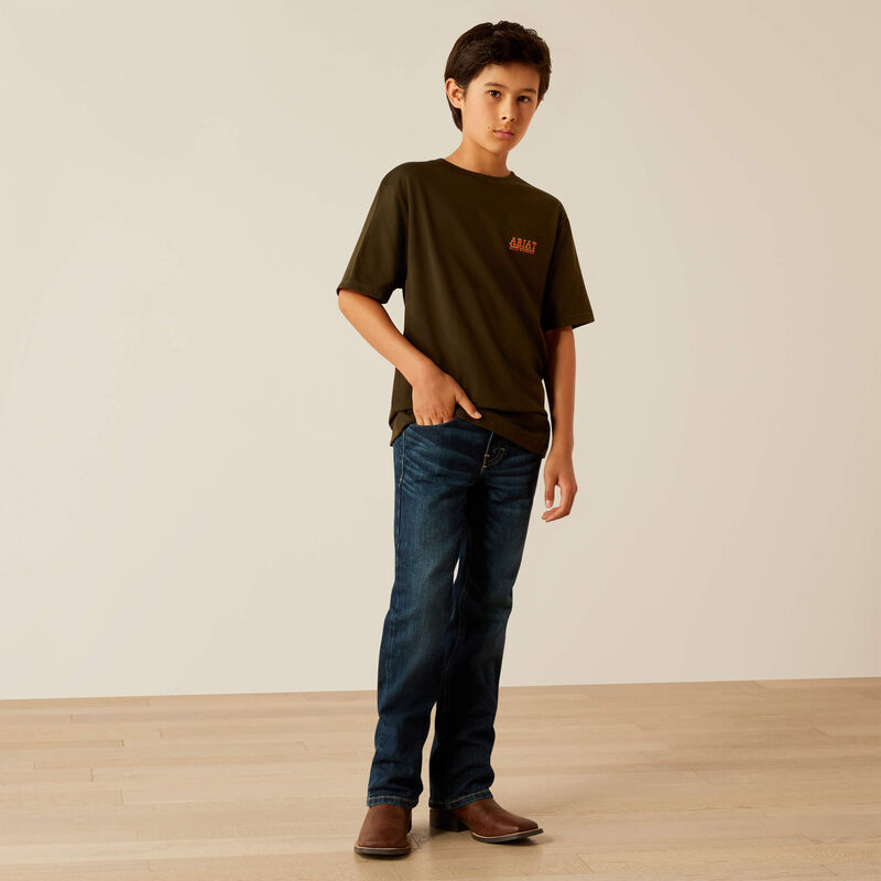 Ariat Youth Boy's Armadillo On A Half Shell Graphic Logo T-Shirt in Dark Olive