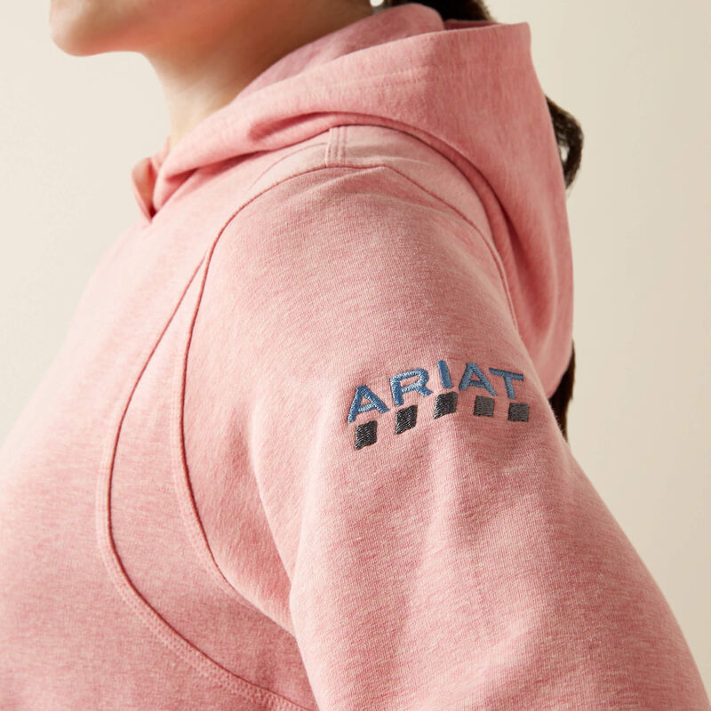 Ariat Women's Rebar Lightweight Cropped Hoodie in Powder Pink Heather