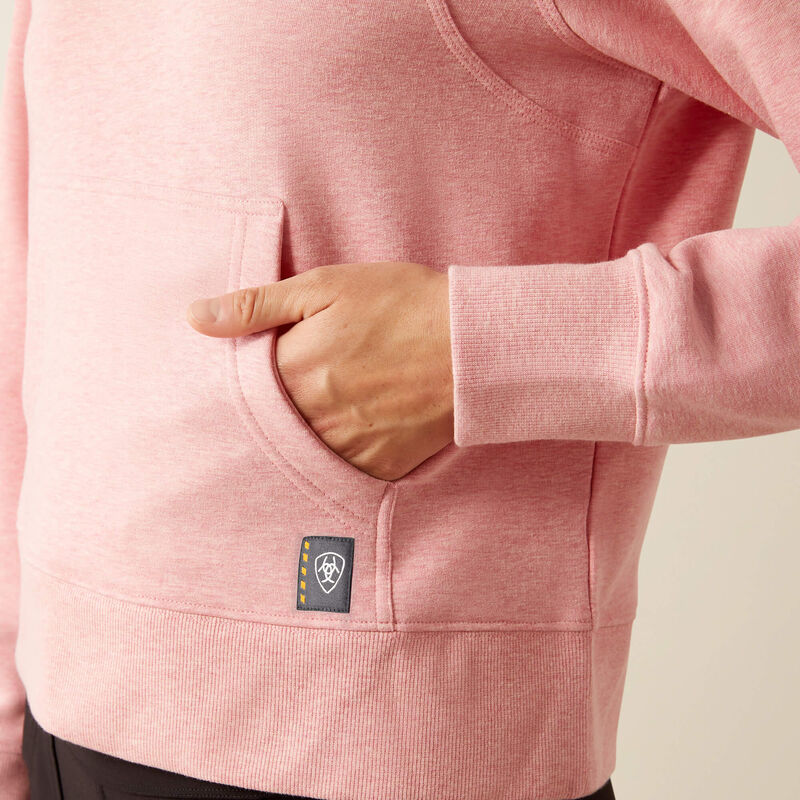 Ariat Women's Rebar Lightweight Cropped Hoodie in Powder Pink Heather