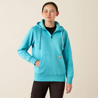 Ariat Women's Rebar Skill Set 1/2 Zip Hoodie in Maui Blue (Available in Plus Sizes)