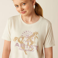 Ariat Youth Girl's Medallion Graphic Logo T-shirt in Natural