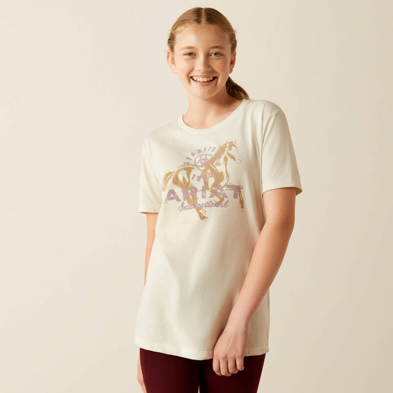 Ariat Youth Girl's Medallion Graphic Logo T-shirt in Natural