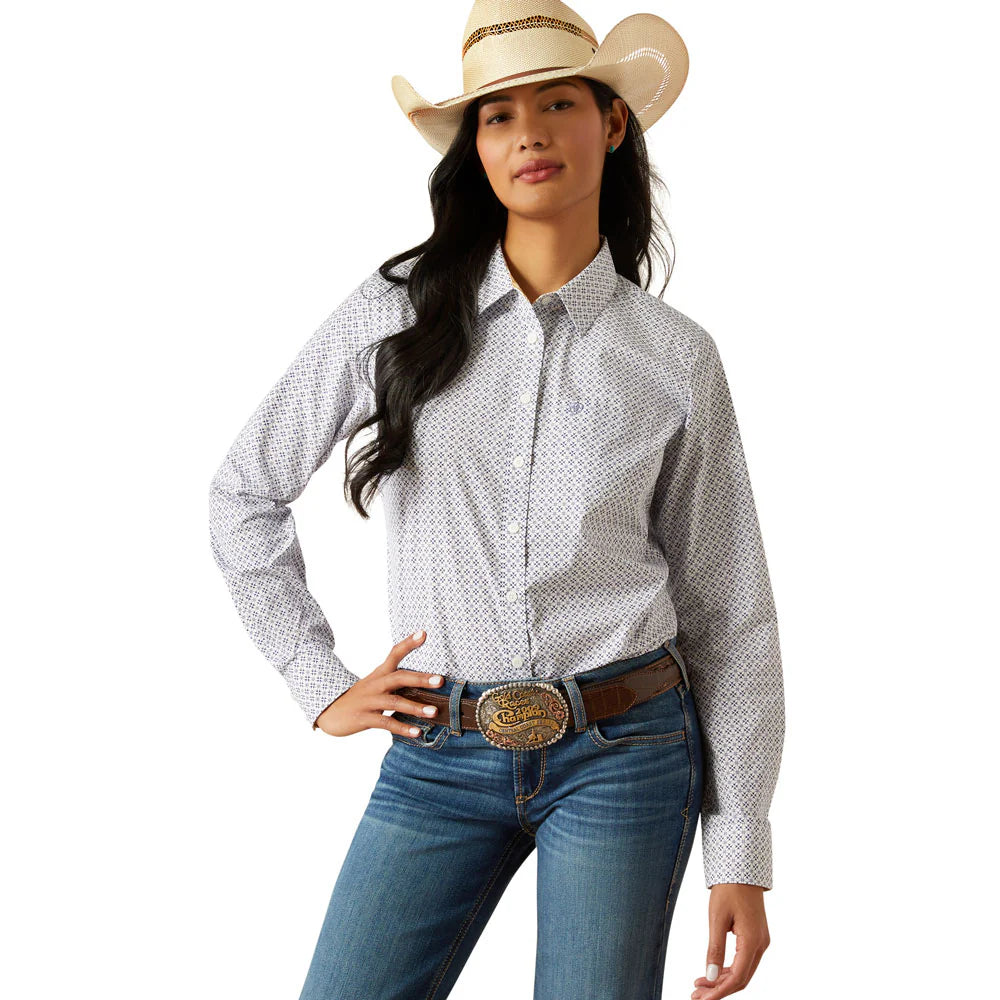 Ariat Women's Kirby L/S Western Stretch Button Down Shirt in Ocean Geo (Available in Plus Sizes)