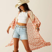 Ariat Women’s Paige Senora Border Print Duster in Cream & Burnt Orange