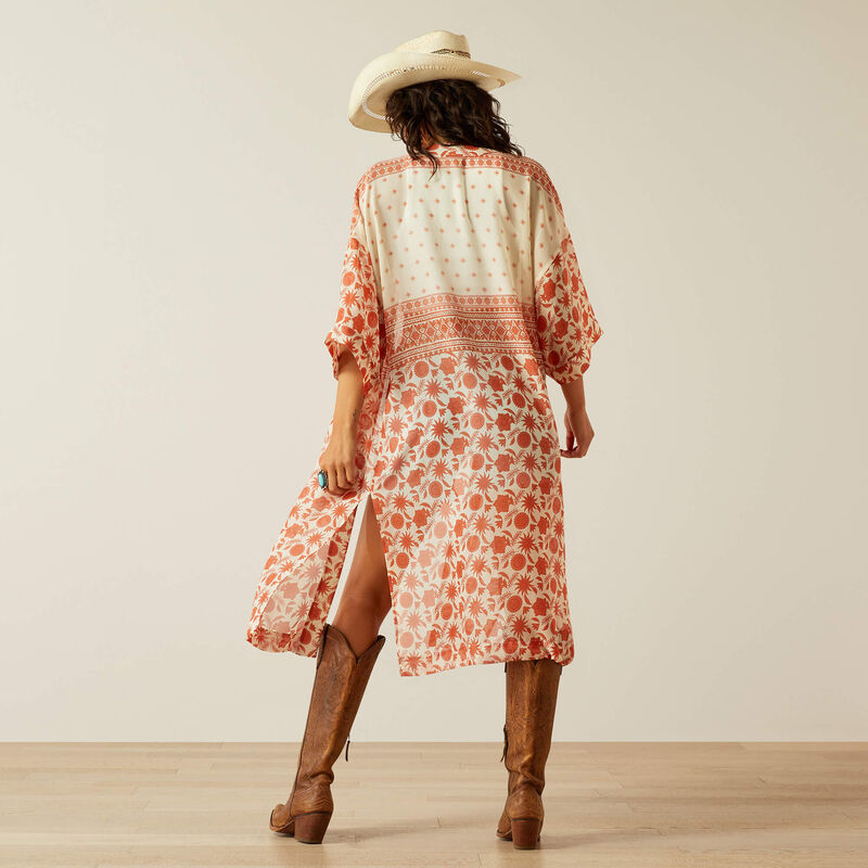 Ariat Women’s Paige Senora Border Print Duster in Cream & Burnt Orange