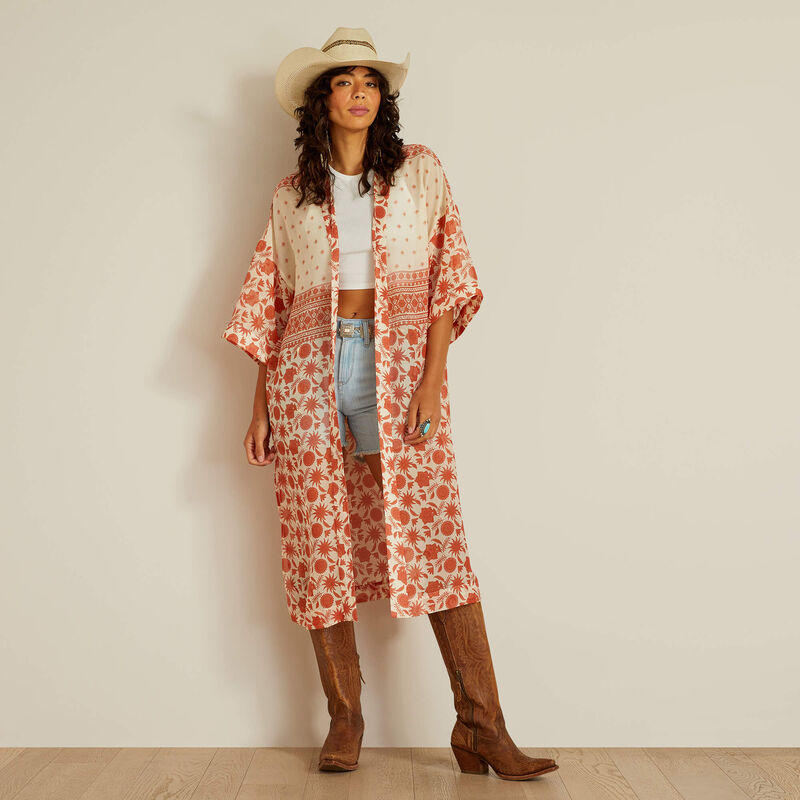 Ariat Women’s Paige Senora Border Print Duster in Cream & Burnt Orange