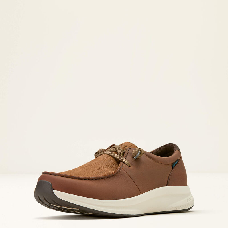 Ariat Men's Buckeye H20 Waterproof Shoe in Reliable Brown & Tan Woven Emboss