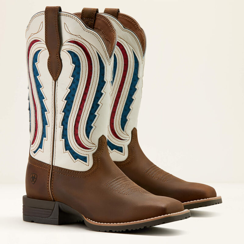 Ariat Women's Hybrid Ranchwork VentTEK 360 Western Boot in Distressed Brown