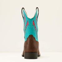Ariat Kid's Quickdraw VentTEK Western Boot in Rich Clay/ Turquoise Floral Emboss
