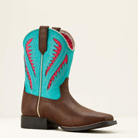 Ariat Kid's Quickdraw VentTEK Western Boot in Rich Clay/ Turquoise Floral Emboss