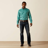 Ariat Men's L/S Berger Fitted Button Down Shirt in Aqua