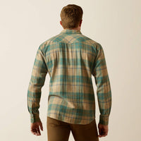 Ariat Men's Huxlee L/S Retro Fit Western Snap Shirt in Deep Teal