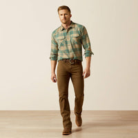 Ariat Men's Huxlee L/S Retro Fit Western Snap Shirt in Deep Teal