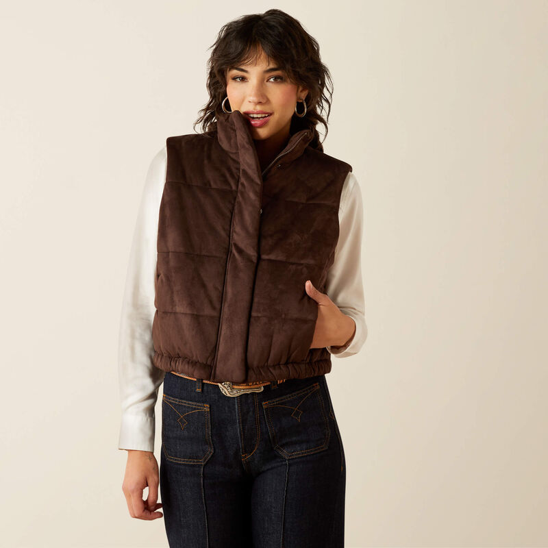 Ariat Women's Swirls Faux Leather Vest in Mole