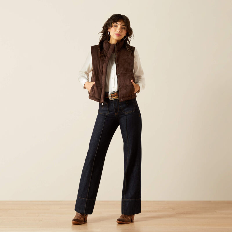 Ariat Women's Swirls Faux Leather Vest in Mole