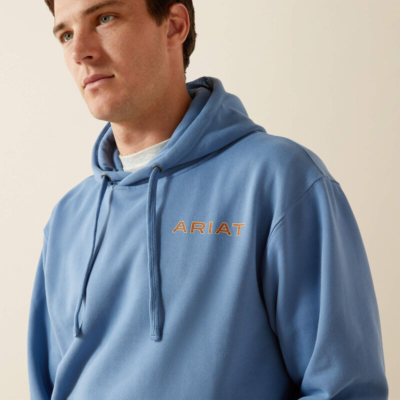 Ariat Men's Sun Valley Circle Hoodie in Cornet Blue