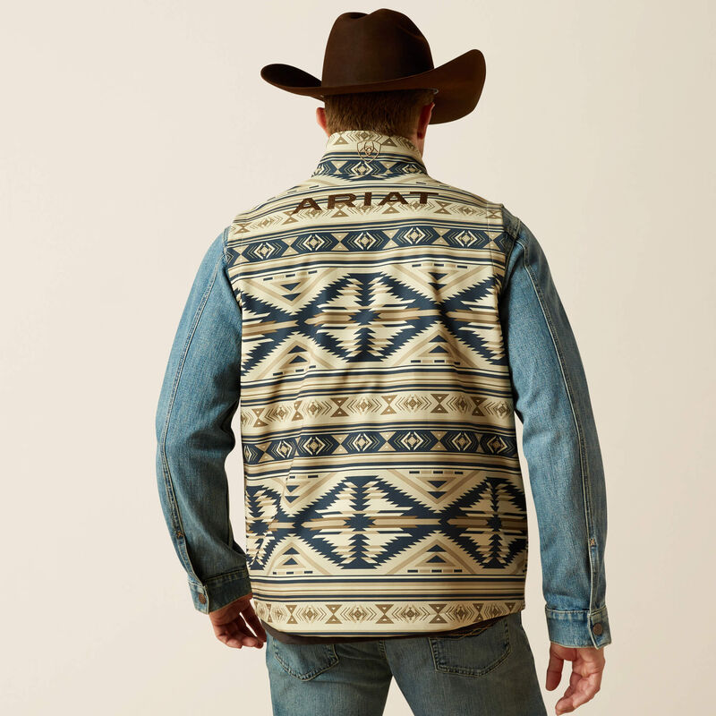 Ariat Men's Logo Soft Shell Concealed Carry Vest in White Pepper Southwest