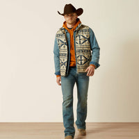 Ariat Men's Logo Soft Shell Concealed Carry Vest in White Pepper Southwest