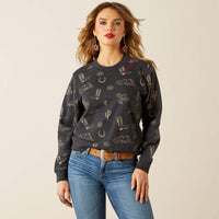 Ariat Women's Essential Crew Neck Sweatshirt in Black Heather