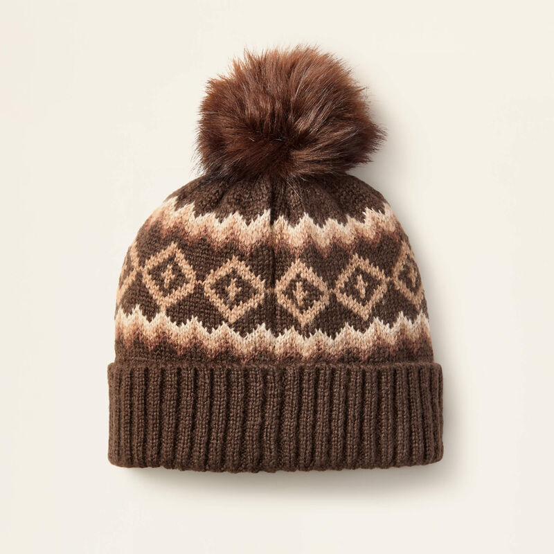 Ariat Bristol Pom-Pom Beanie in Chocolate Brown