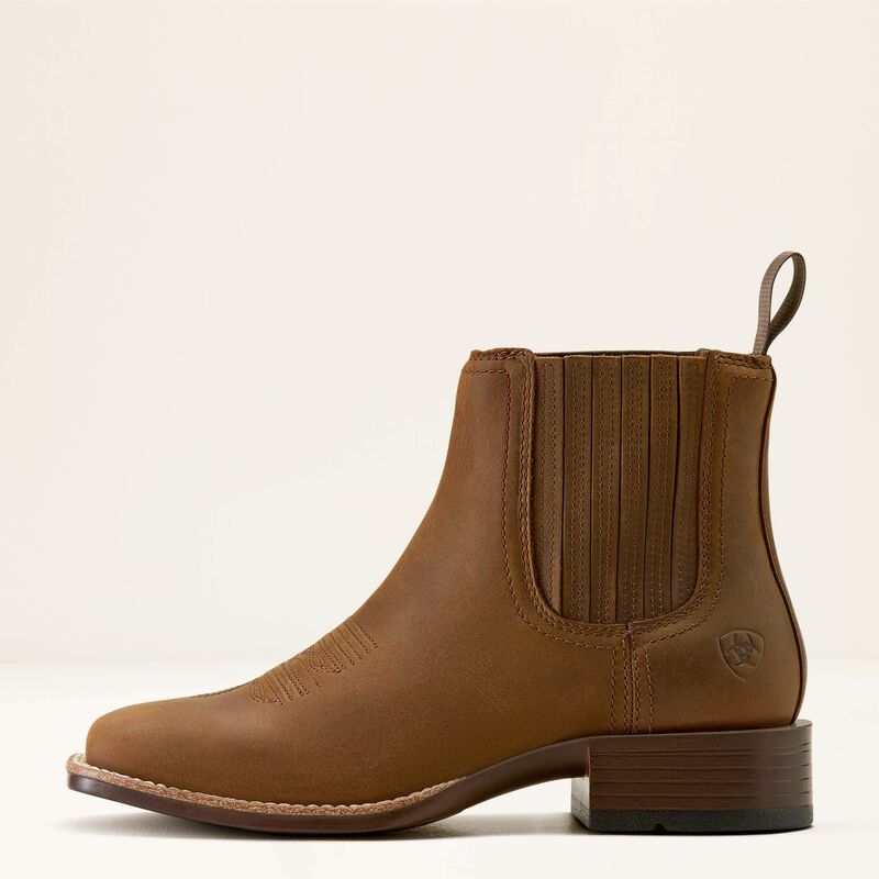 Ariat Women's Booker Chelsea Wide Square Toe Western Boot in Distressed Brown