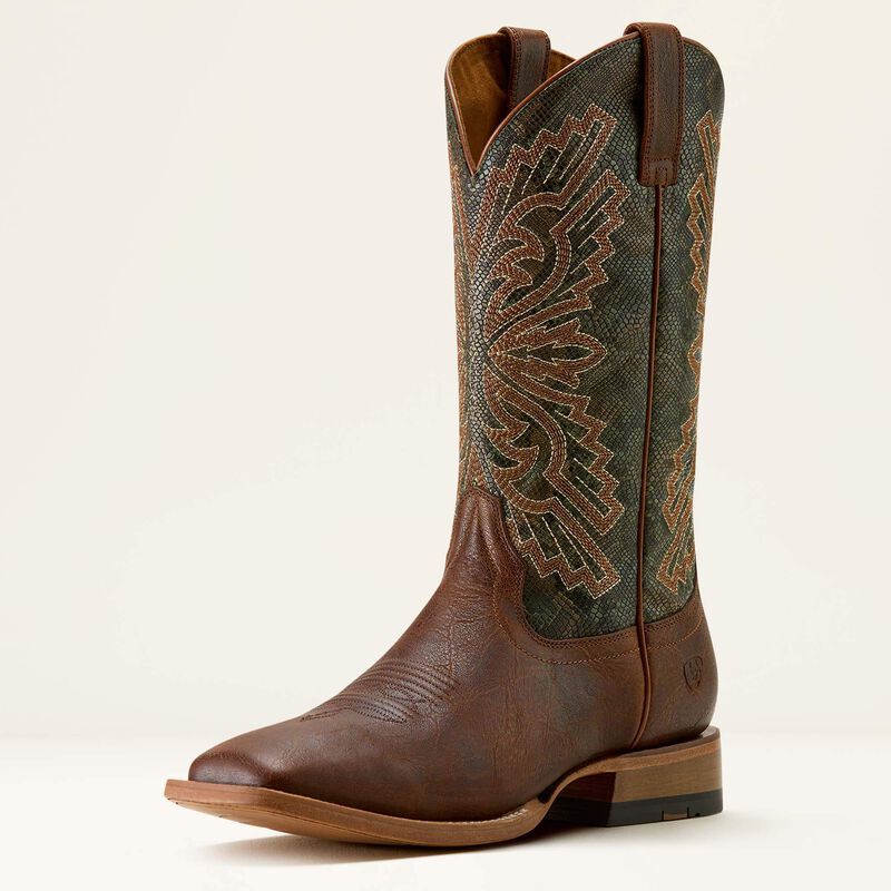 Ariat Men's Sting Snake Print Wide Square Toe Cowboy Boot in Warm Cognac