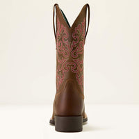 Ariat Women's Round Up StretchFit Wide Square Toe Western Boot in Sassy Brown